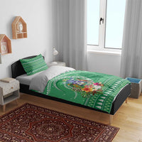 Norfolk Island Pine Tree Christmas Bedding Set Coat of Arm and Polynesian Pattern LT9 - Polynesian Pride