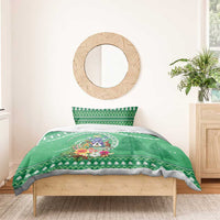 Norfolk Island Pine Tree Christmas Bedding Set Coat of Arm and Polynesian Pattern LT9 - Polynesian Pride