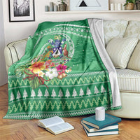 Norfolk Island Pine Tree Christmas Blanket Coat of Arm and Polynesian Pattern LT9 Green - Polynesian Pride