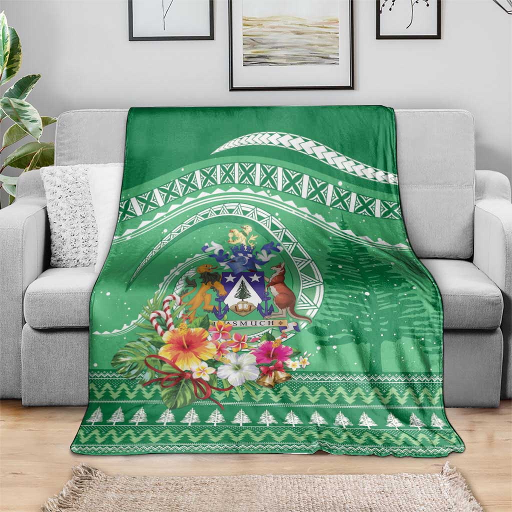 Norfolk Island Pine Tree Christmas Blanket Coat of Arm and Polynesian Pattern LT9 - Polynesian Pride