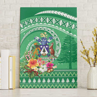 Norfolk Island Pine Tree Christmas Canvas Wall Art Coat of Arm and Polynesian Pattern LT9 Without Frame Green - Polynesian Pride