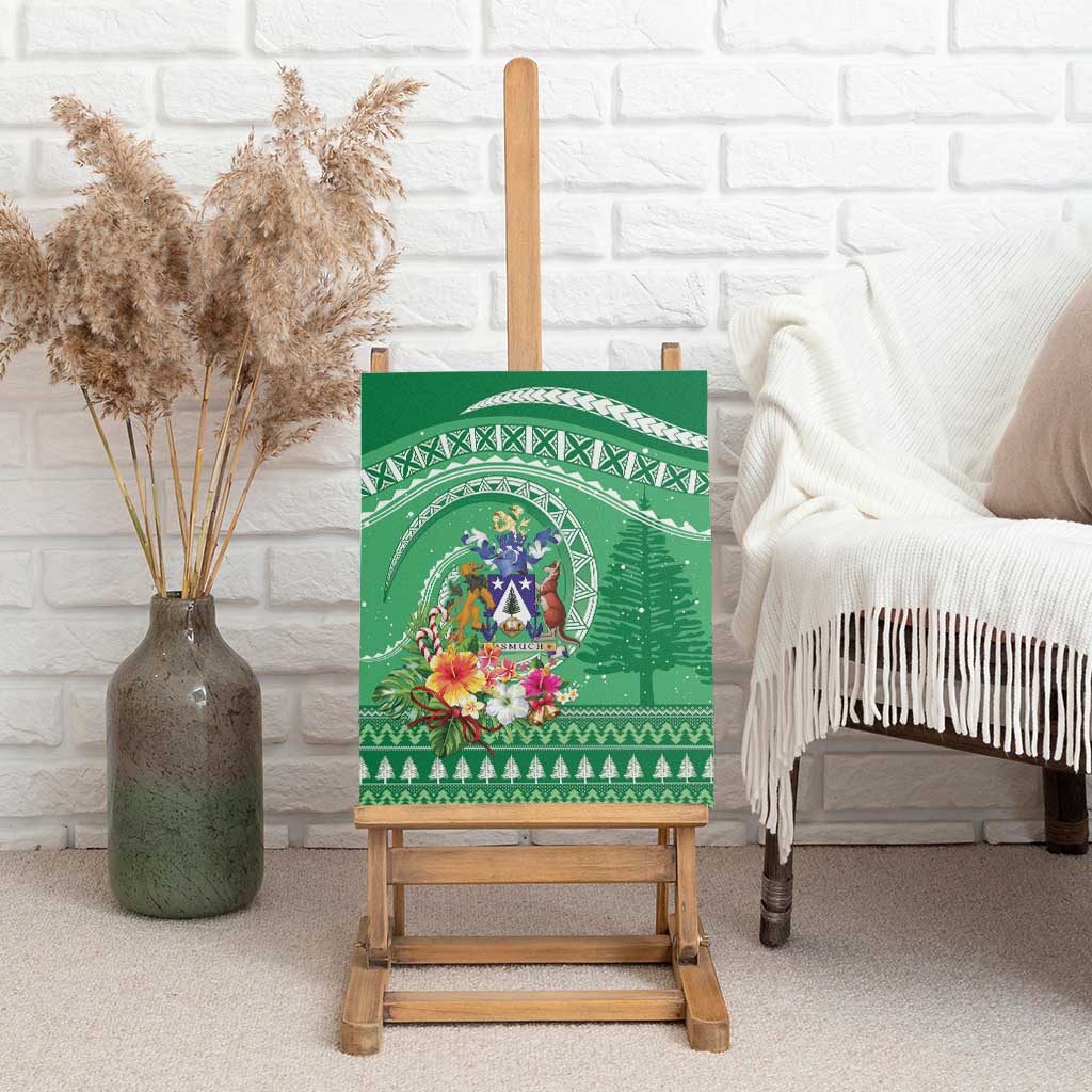 Norfolk Island Pine Tree Christmas Canvas Wall Art Coat of Arm and Polynesian Pattern LT9 - Polynesian Pride