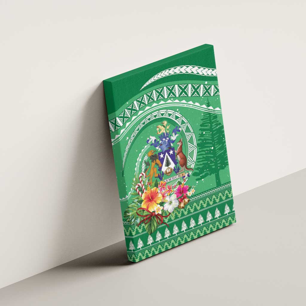 Norfolk Island Pine Tree Christmas Canvas Wall Art Coat of Arm and Polynesian Pattern LT9 - Polynesian Pride