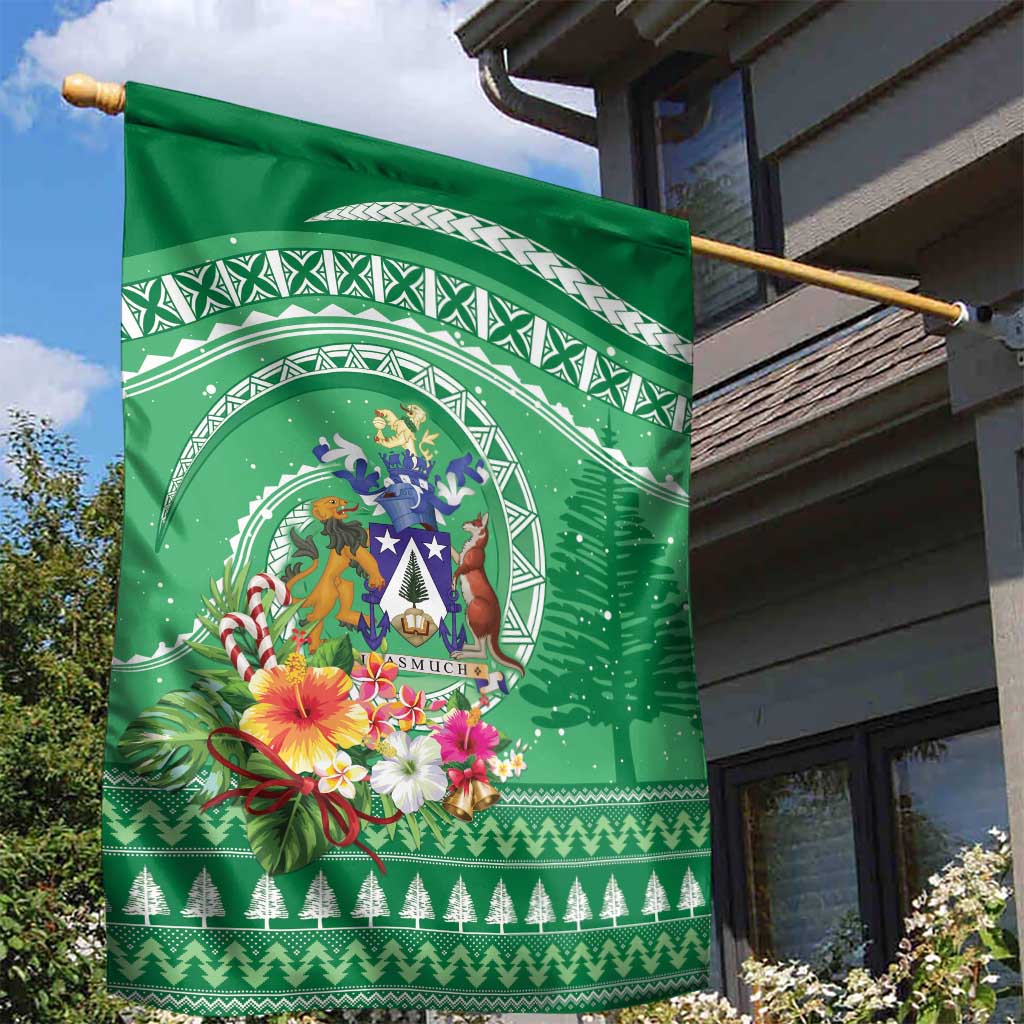 Norfolk Island Pine Tree Christmas Garden Flag Coat of Arm and Polynesian Pattern LT9 - Polynesian Pride