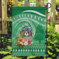 Norfolk Island Pine Tree Christmas Garden Flag Coat of Arm and Polynesian Pattern LT9 Garden Flag Green - Polynesian Pride