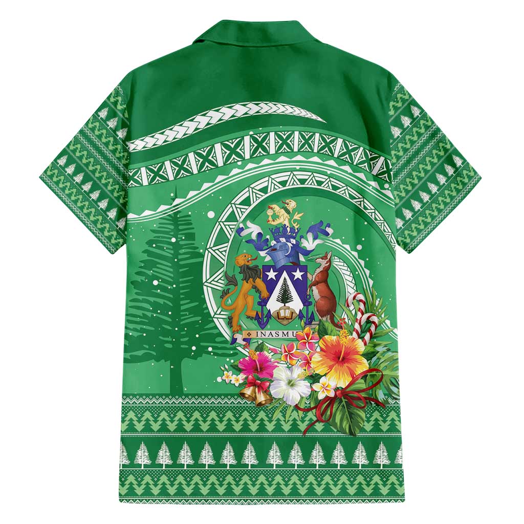 Norfolk Island Pine Tree Christmas Hawaiian Shirt Coat of Arm and Polynesian Pattern LT9 - Polynesian Pride