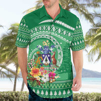 Norfolk Island Pine Tree Christmas Hawaiian Shirt Coat of Arm and Polynesian Pattern LT9 - Polynesian Pride