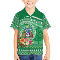 Norfolk Island Pine Tree Christmas Hawaiian Shirt Coat of Arm and Polynesian Pattern LT9 - Polynesian Pride