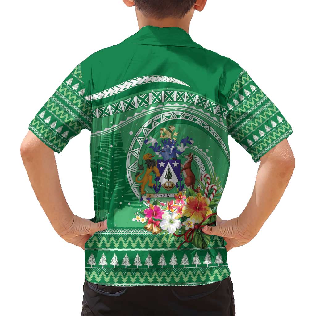 Norfolk Island Pine Tree Christmas Hawaiian Shirt Coat of Arm and Polynesian Pattern LT9 - Polynesian Pride