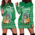 Norfolk Island Pine Tree Christmas Hoodie Dress Coat of Arm and Polynesian Pattern