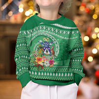 Norfolk Islands Pine Tree Christmas Kid Ugly Christmas Sweater Coat of Arm and Polynesian Pattern LT9 - Polynesian Pride