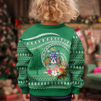 Norfolk Islands Pine Tree Christmas Kid Ugly Christmas Sweater Coat of Arm and Polynesian Pattern LT9 - Polynesian Pride