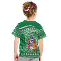 Norfolk Island Pine Tree Christmas Kid T Shirt Coat of Arm and Polynesian Pattern LT9 - Polynesian Pride