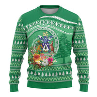 Norfolk Islands Pine Tree Christmas Ugly Christmas Sweater Coat of Arm and Polynesian Pattern LT9 - Polynesian Pride