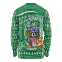 Norfolk Island Pine Tree Christmas Long Sleeve Shirt Coat of Arm and Polynesian Pattern LT9 - Polynesian Pride
