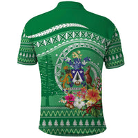 Norfolk Island Pine Tree Christmas Polo Shirt Coat of Arm and Polynesian Pattern LT9 - Polynesian Pride