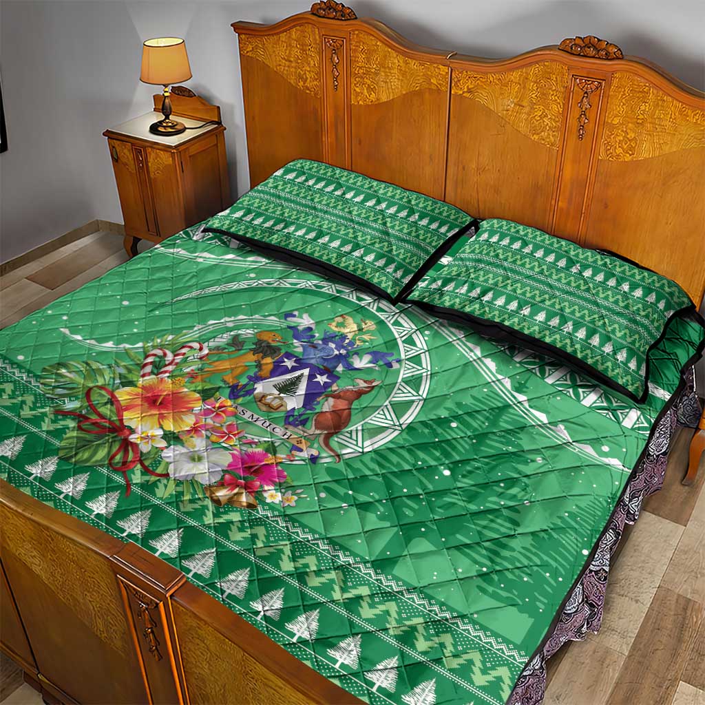 Norfolk Island Pine Tree Christmas Quilt Bed Set Coat of Arm and Polynesian Pattern LT9 - Polynesian Pride