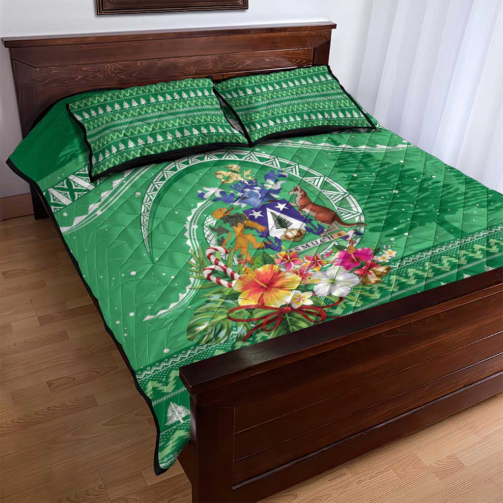 Norfolk Island Pine Tree Christmas Quilt Bed Set Coat of Arm and Polynesian Pattern LT9 - Polynesian Pride