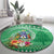 Norfolk Island Pine Tree Christmas Round Carpet Coat of Arm and Polynesian Pattern