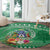 Norfolk Island Pine Tree Christmas Round Carpet Coat of Arm and Polynesian Pattern