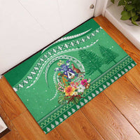 Norfolk Island Pine Tree Christmas Rubber Doormat Coat of Arm and Polynesian Pattern LT9 - Polynesian Pride