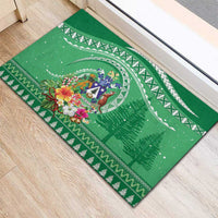 Norfolk Island Pine Tree Christmas Rubber Doormat Coat of Arm and Polynesian Pattern LT9 - Polynesian Pride