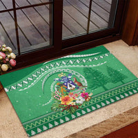 Norfolk Island Pine Tree Christmas Rubber Doormat Coat of Arm and Polynesian Pattern LT9 - Polynesian Pride