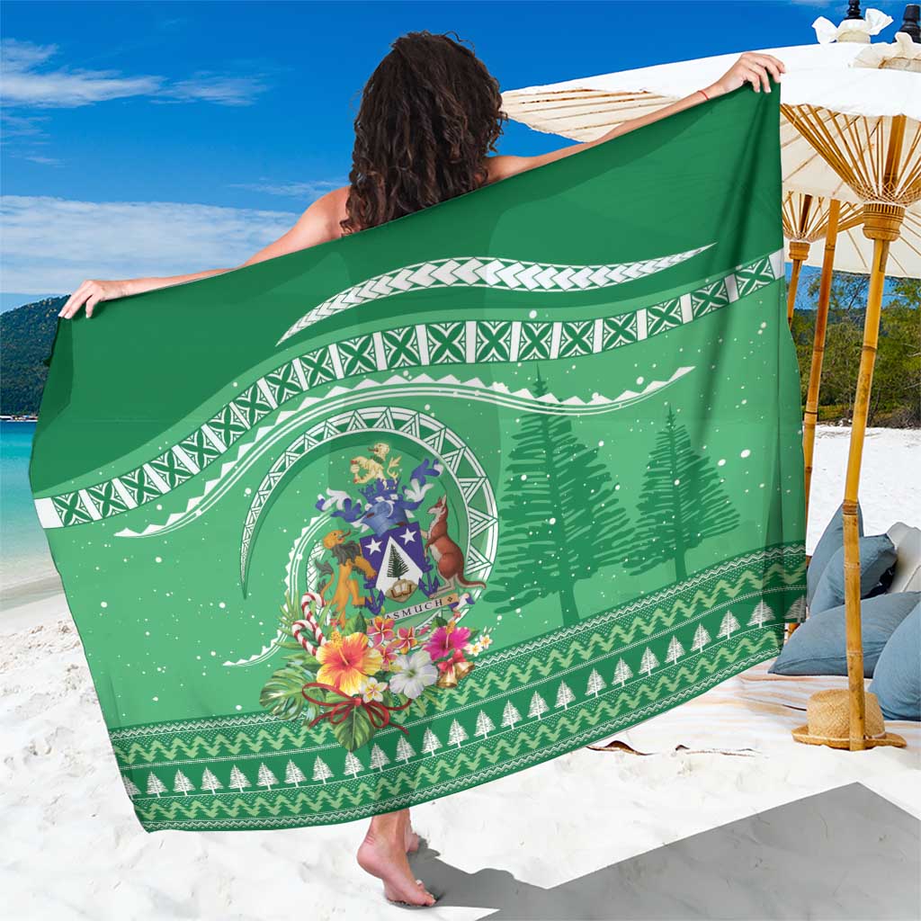 Norfolk Island Pine Tree Christmas Sarong Coat of Arm and Polynesian Pattern LT9 One Size 44 x 66 inches Green - Polynesian Pride