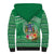 Norfolk Island Pine Tree Christmas Sherpa Hoodie Coat of Arm and Polynesian Pattern