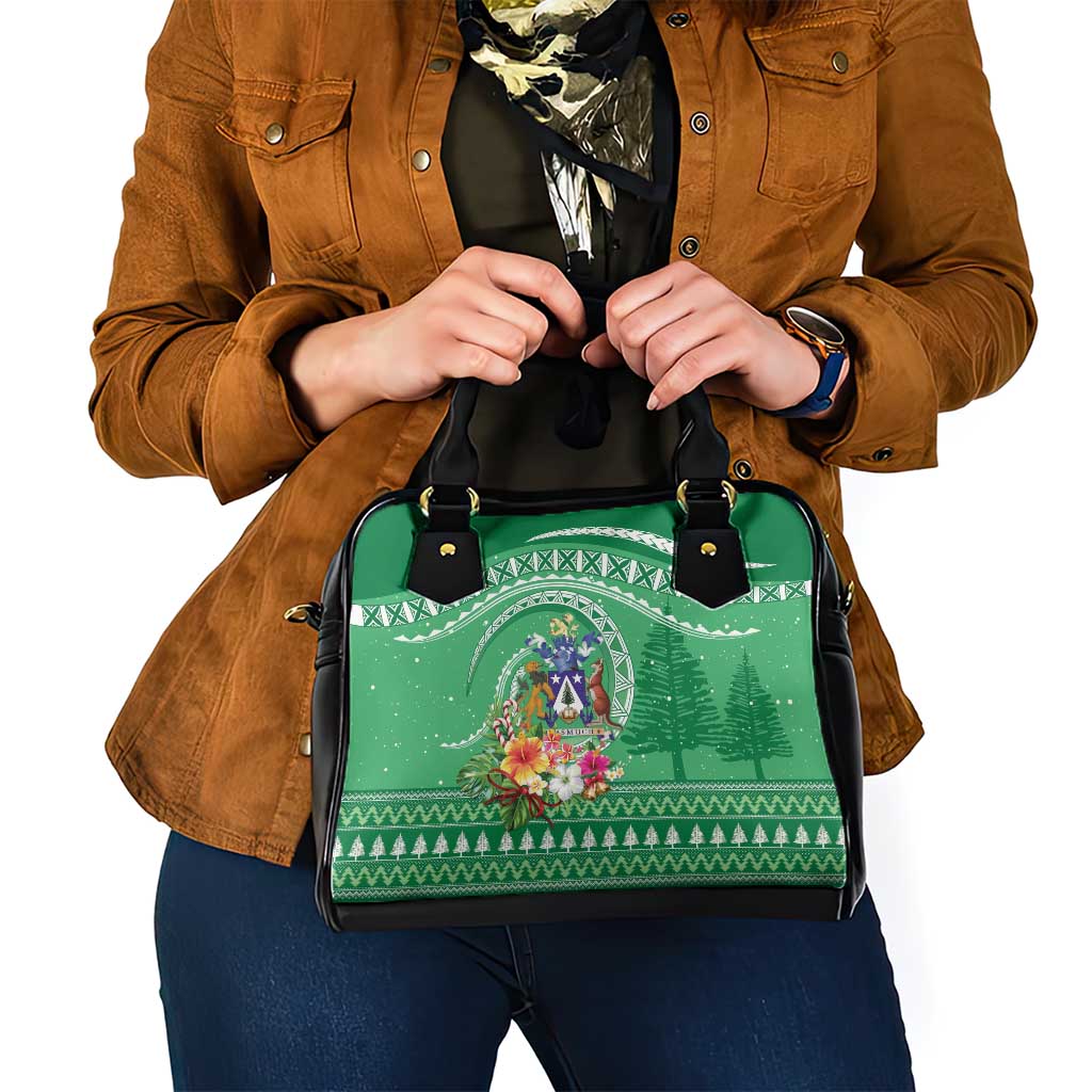 Norfolk Island Pine Tree Christmas Shoulder Handbag Coat of Arm and Polynesian Pattern LT9 - Polynesian Pride
