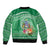 Norfolk Island Pine Tree Christmas Sleeve Zip Bomber Jacket Coat of Arm and Polynesian Pattern