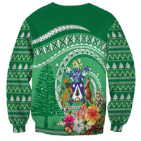Norfolk Island Pine Tree Christmas Sweatshirt Coat of Arm and Polynesian Pattern LT9 - Polynesian Pride