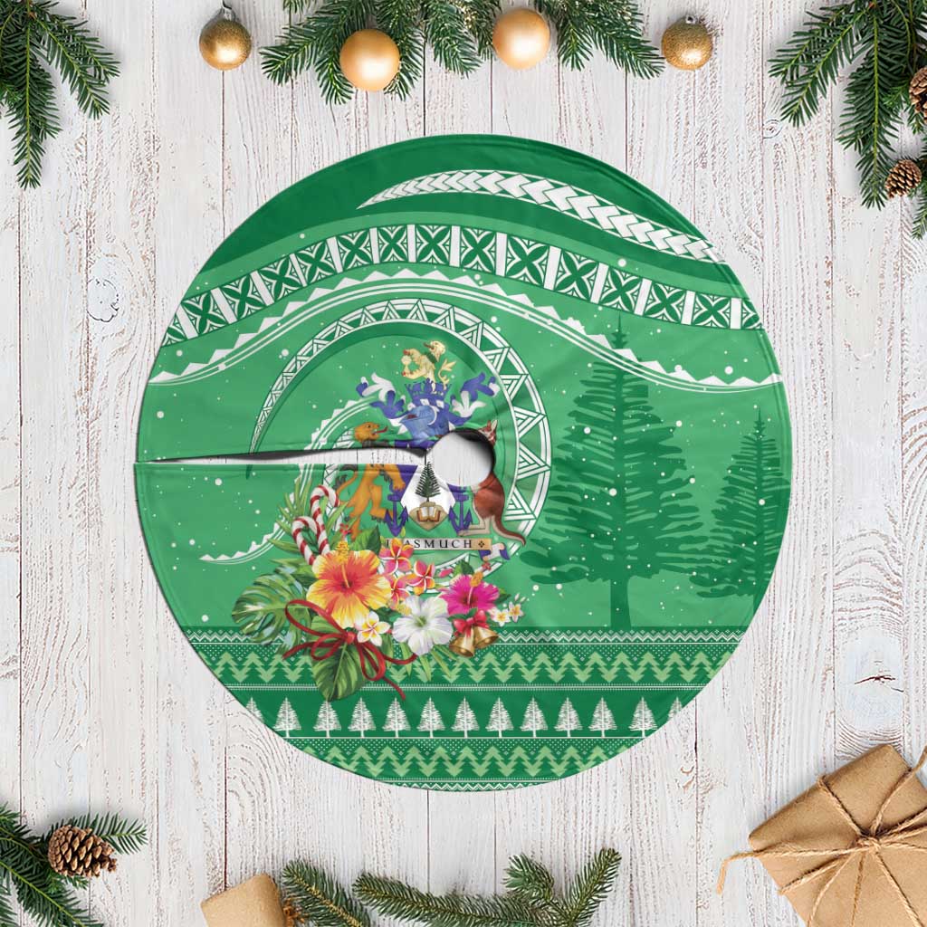 Norfolk Islands Pine Tree Christmas Tree Skirt Coat of Arm and Polynesian Pattern LT9 Casual Green - Polynesian Pride