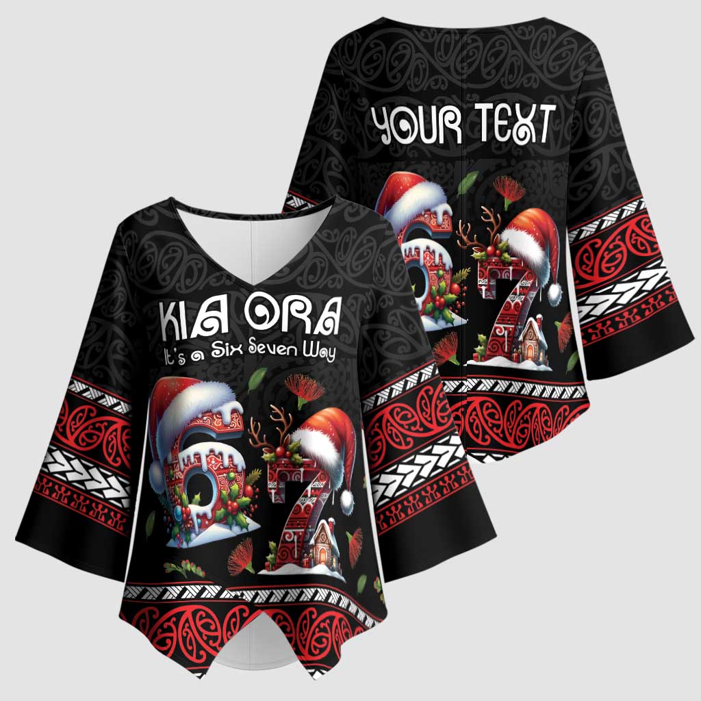 Aotearoa Six Seven Personalized Kimono Sleeve Blouse New Zealand Funny Christmas LT9 - Polynesian Pride