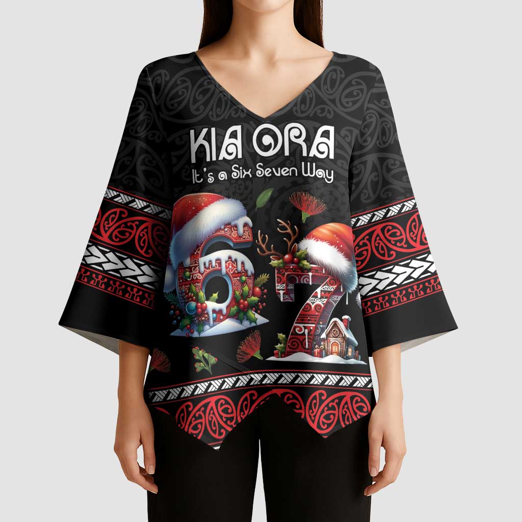 Aotearoa Six Seven Personalized Kimono Sleeve Blouse New Zealand Funny Christmas LT9 - Polynesian Pride