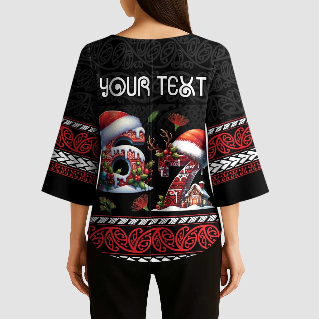 Aotearoa Six Seven Personalized Kimono Sleeve Blouse New Zealand Funny Christmas LT9 - Polynesian Pride