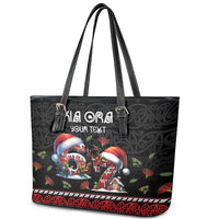 Aotearoa Six Seven Personalized Leather Tote Bag New Zealand Funny Christmas LT9 - Polynesian Pride