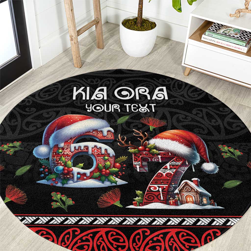 Aotearoa Six Seven Personalized Round Carpet New Zealand Funny Christmas LT9 Red - Polynesian Pride