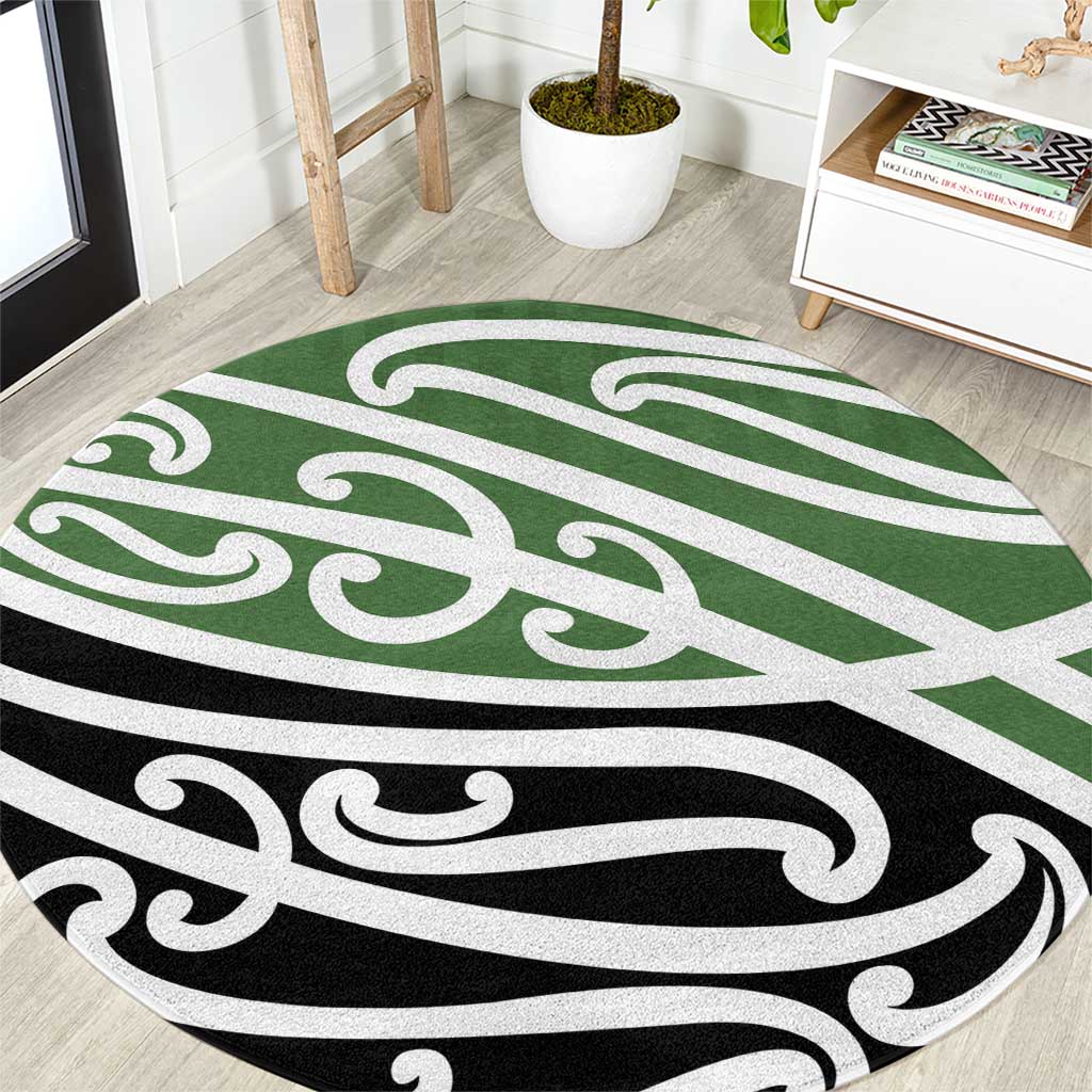 Green Fern New Zealand Kowhai Ngutukak Round Carpet LT9 Green - Polynesian Pride