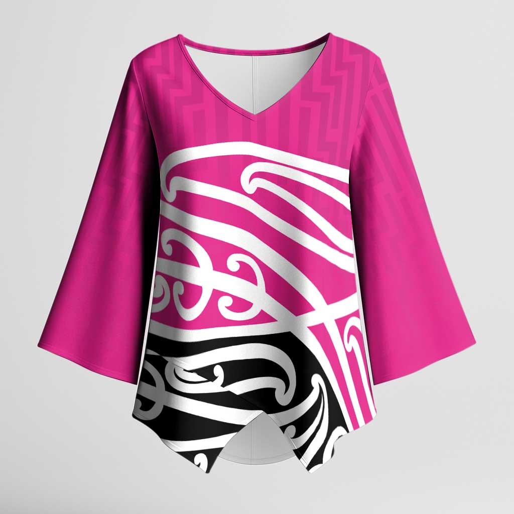 All Pink New Zealand Kowhai Ngutukak Kimono Sleeve Blouse LT9 Female Pink - Polynesian Pride