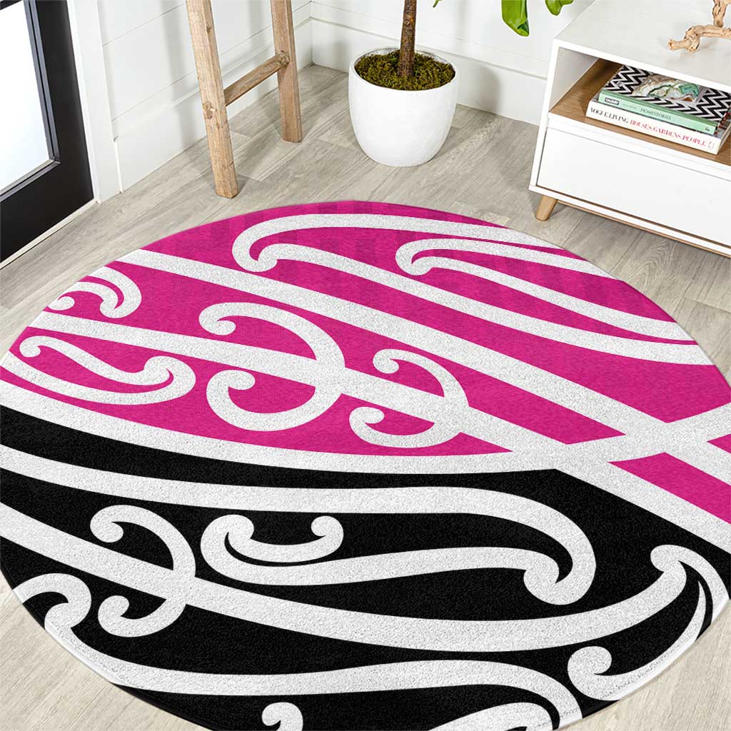 All Pink New Zealand Kowhai Ngutukak Round Carpet LT9 Pink - Polynesian Pride