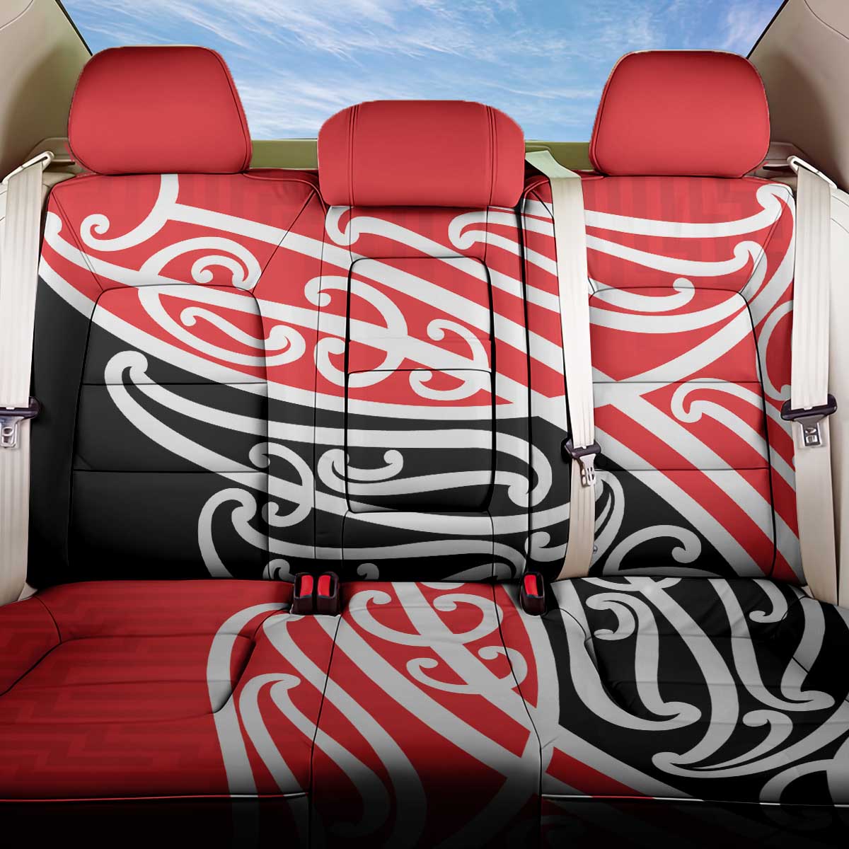 All Red New Zealand Kowhai Ngutukak Back Car Seat Cover LT9 One Size Red - Polynesian Pride