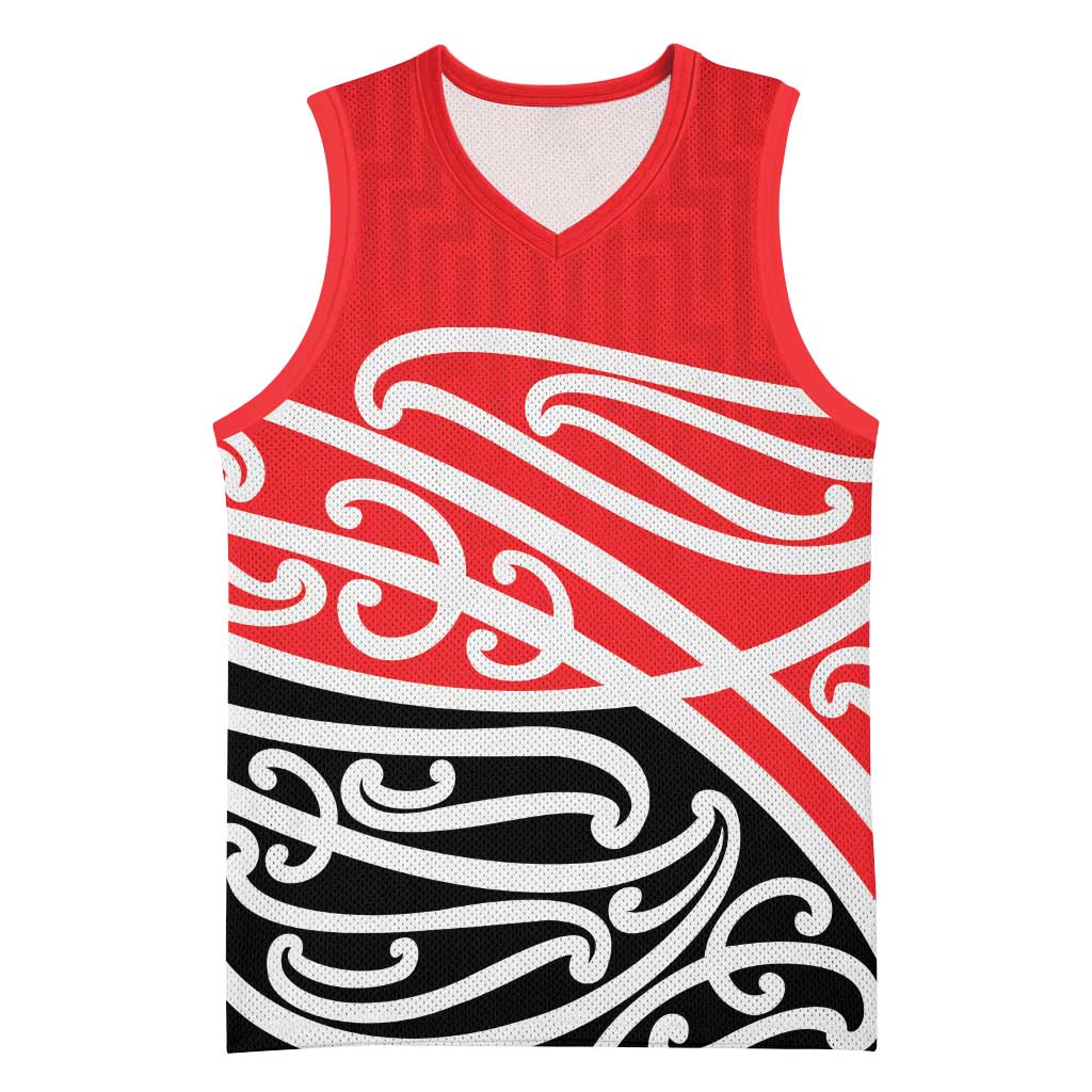 All Red New Zealand Kowhai Ngutukak Basketball Jersey LT9 Unisex Red - Polynesian Pride