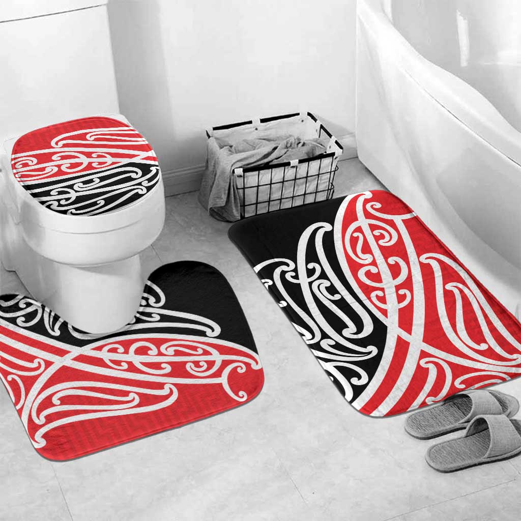 All Red New Zealand Kowhai Ngutukak Bathroom Set LT9 Mat Set Only (3 pcs) One Size Red - Polynesian Pride