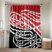 All Red New Zealand Kowhai Ngutukak Bathroom Set LT9 Shower Curtain Only Red - Polynesian Pride