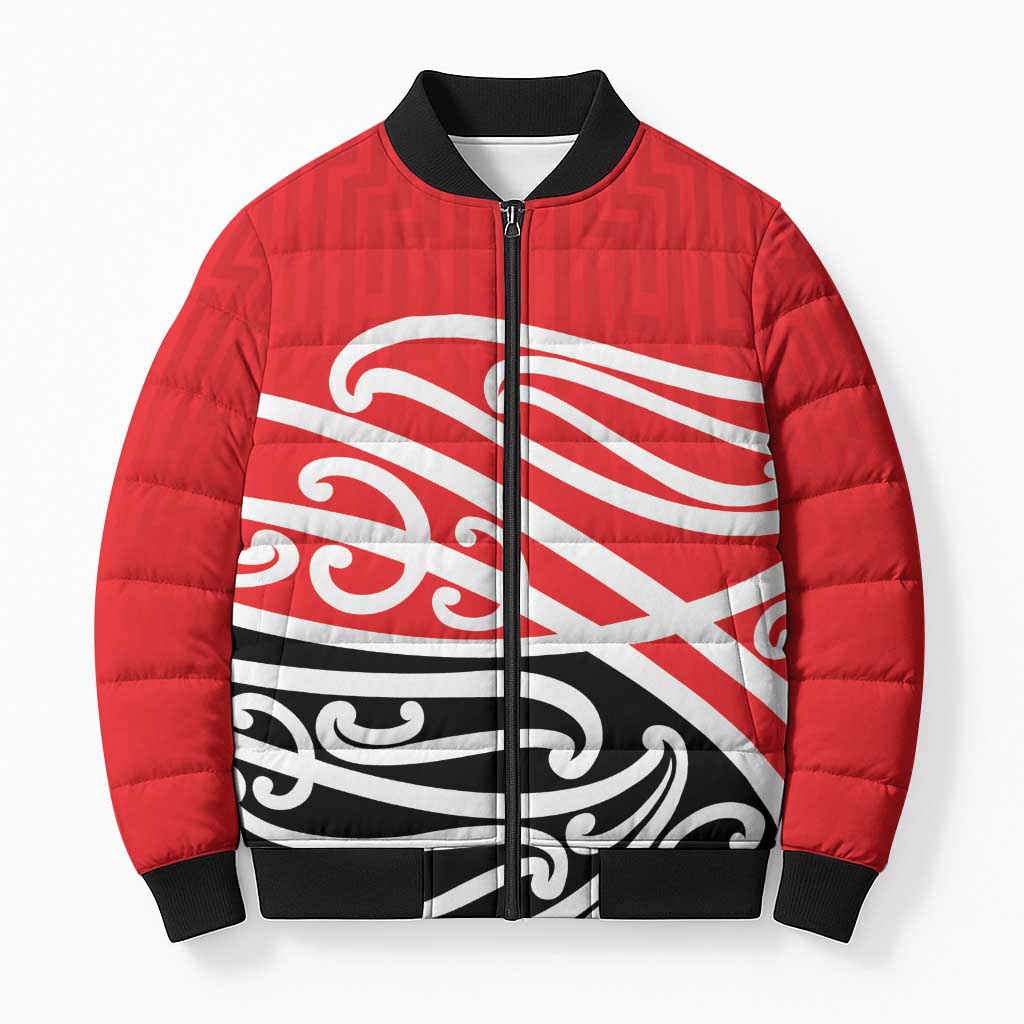 All Red New Zealand Kowhai Ngutukak Bomber Puffer Jacket LT9 Unisex Red - Polynesian Pride