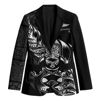 New Zealand Lawn Bowls Custom Blazer Black Maori Warrior Tribal Silver Fern LT9 Unisex Black - Polynesian Pride