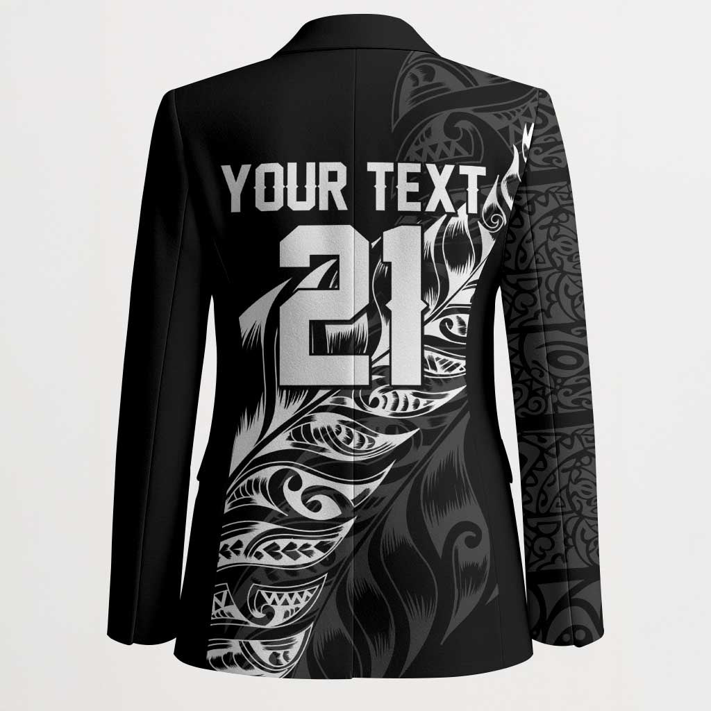 New Zealand Lawn Bowls Custom Blazer Black Maori Warrior Tribal Silver Fern LT9 - Polynesian Pride