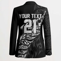New Zealand Lawn Bowls Custom Blazer Black Maori Warrior Tribal Silver Fern LT9 - Polynesian Pride