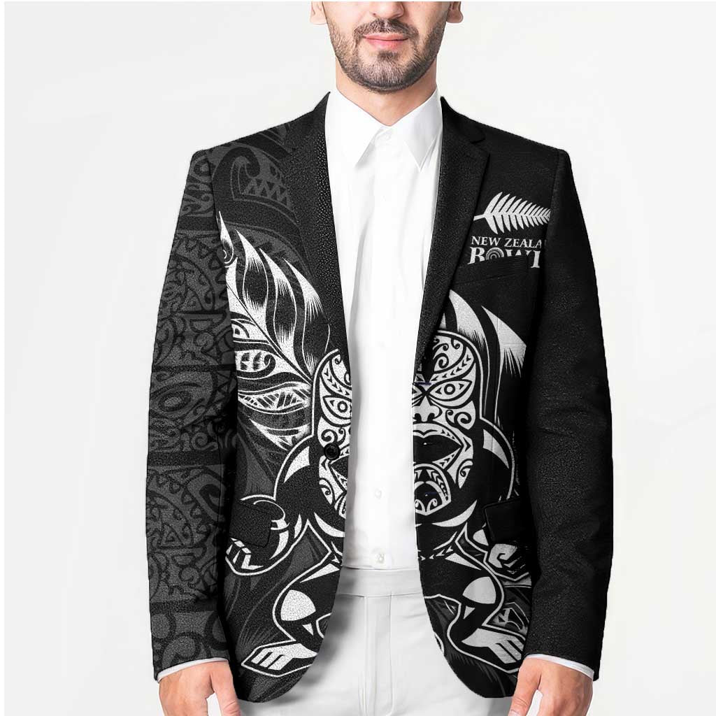 New Zealand Lawn Bowls Custom Blazer Black Maori Warrior Tribal Silver Fern LT9 - Polynesian Pride